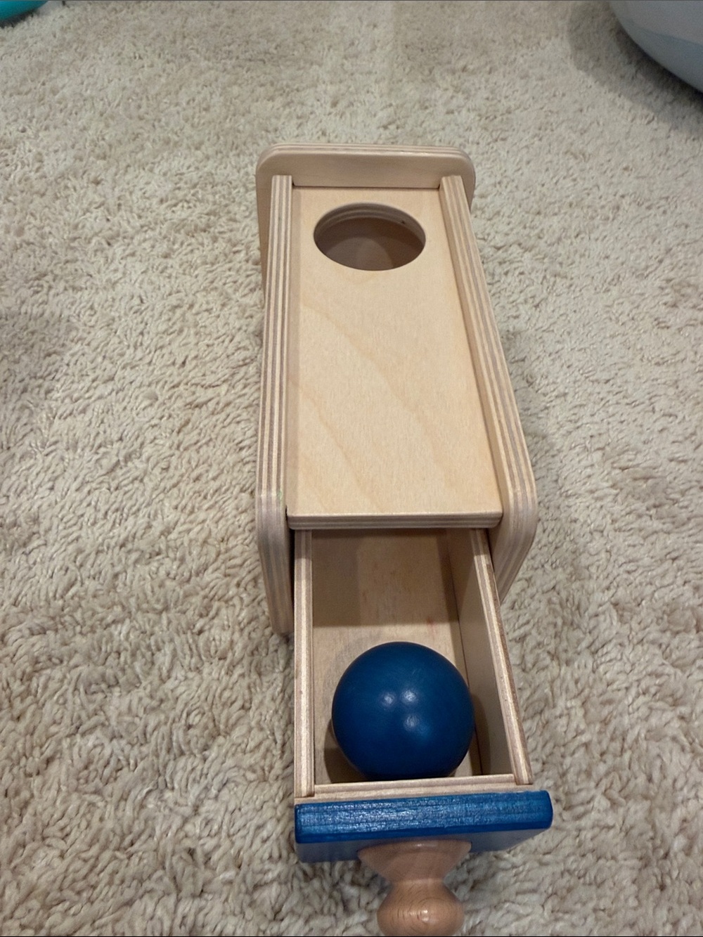 Wooden Ball Drop Toy with Blue Ball